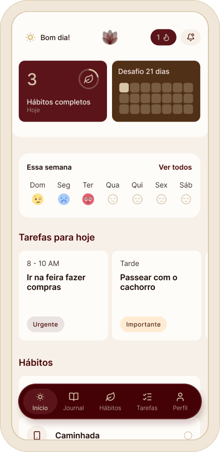 Mubu open on a phone, showing tasks, habits, and a weekly overview.
